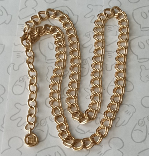 Givenchy Collana Tono Oro Doppio Bordo Catena Lunga 24" Pesante Firmata Vintage