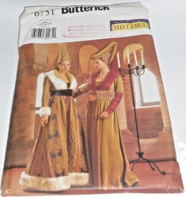 Renaissance Medieval Dress Headpiece Veil Costume Sewing Pattern 12-16 LARP VTG - Image 1 of 3