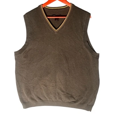 Structure Men’s Brown Cotton V Neck Sweater Vest Size Large - Image 1 of 4