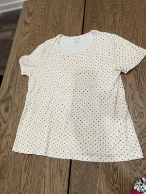 Camiseta blanca a lunares ciervo - talla XL, 100 % algodón, ajuste suave para el salón Foto 1 de 4