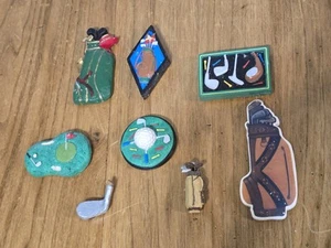Set Of 8 Vintage Resin & Ceramic Gold Themed Refrigerator Magnets - Picture 1 of 6
