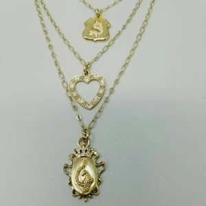Vintage Baby Phat Rhinestone Pendant Layered Necklace Gold Tone 18 Inch Long - Picture 1 of 7