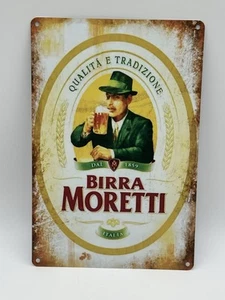 Birra Moretti 12x8 Inch Rectangle Metal Plaque Vintage Retro Man Cave Wall Sign - Picture 1 of 2