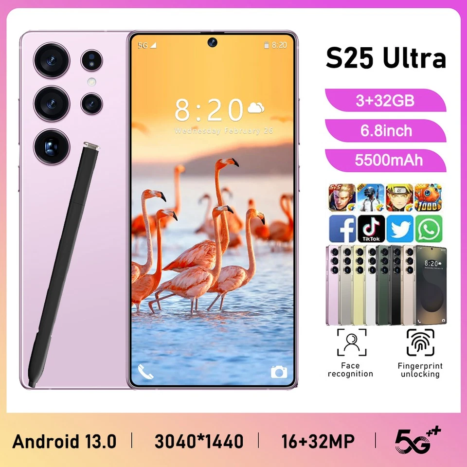 2025 S25 Ultra 5G Unlocked Smartphone Android Phone 6.8" Dual SIM Mobile Phones - Image 1 of 4