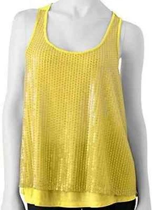 Candies Junior gelbes Racerback-Tanktop mit Paillettenverzierung - Bild 1 von 5