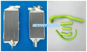 Green Aluminum Radiator + Hose For 1988-2004 Kawasaki KX500 KX 500 2-stroke - Picture 1 of 8