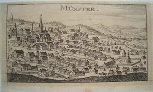 Münster Kanton Wallis Schweiz echter alter reizender Riegel Kupferstich 1686 - Picture 1 of 1