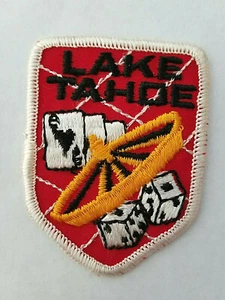 Vtg LAKE TAHOE Patch Travel Souvenir Dice Cards Roulette Gambling NOS From USA - Picture 1 of 3