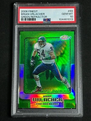 2006 Topps Finest Green Refractor Brian Urlacher #69 PSA 10 GEM MINT Bears SP - Image 1 of 2