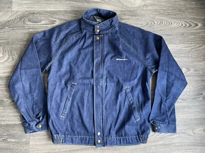 Swingster Jacket Vtg BF Goodrich Cafe Racer Bomber Blue Jean Denim Cotton USA M - Image 1 of 4