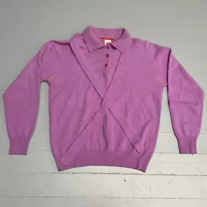 Vintage halston III Maglione Lavanda Lambswool Angora Anteriore Cravatta - Foto 1 di 10