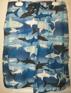 Hang Ten Blue Shark Swim Suit Board Trunks Shorts Boys Size 14 / 16 Large NWT - Picture 1 of 2
