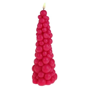 LED Bubble Tree Kerze pink magenta 3D Batterie Timer Echtwachs Weihnachten - Bild 1 von 3