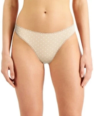 Charter Club Everyday Cotton Lace-Trim Thong Almond Latte PICK SIZE - Image 1 of 2