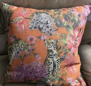 LEOPARD Canaan Co. Pillow ๐Velvet Feathers ๐ Green Back 20โ X 20โ New - Picture 1 of 3