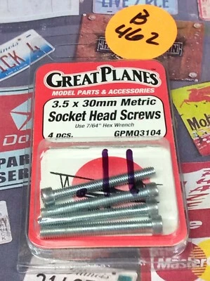 Great Planes GPMQ3104 3.5x30mm Socket Head Screws {4pc} NewInPack USA Shipped - Image 1 of 2