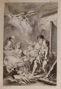 Eau-forte, Sainte famille, Jacques-Philippe Le Bas, d’après Boucher, XVIIIème - Bild 1 von 1