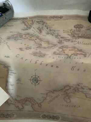 Gulf Of Mexico Vintage Style Poster Old World Map Size 33 Ins X 25 Ins - Image 1 of 4