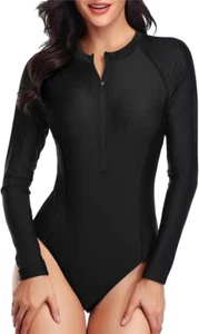 Daci Women's Size Large Rash Guard Long Sleeve Zipper UPF 50 1 Piece Swimsuit - Picture 1 of 8