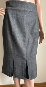 90s Valentino Miss V Pleated Hem Skirt Size 4 Gray Wool Flannel High Waist - Picture 1 of 10