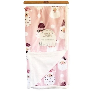 Rosa Weihnachten Plüsch Überwurf Decke Pastell Weihnachtsmann Neu mit Etikett 50x60 - Bild 1 von 6