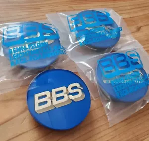 BBS Wheel Center Caps 70mm Genuine Emblem Blue Gold 3D Logo P5624132 Set 4pcs - Picture 1 of 10