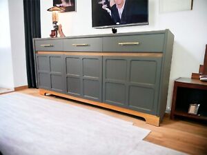 Vintage MCM Compact Nathan Teak Squares Sideboard Painted Fusion Ash (Ready)
