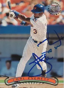 CARL EVERETT NEW YORK METS SIGNED 1996 TOPPS STADIUM CLUB CARD #58 - Picture 1 of 1