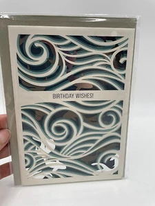 UWP BIRTHDAY WISHES GREETING CARD BLUE SILVER WHITE NEW - Picture 1 of 2