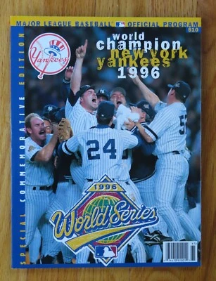 1996 Campeones del Mundo New York Yankees Programa John Wettleland Jugador Más Valioso Derek Jeter Foto 1 de 4