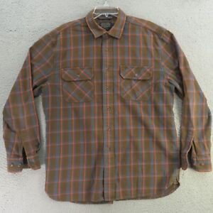 Pendleton Shirt Mens Large Brown Orange Plaid Cotton Burnside Flannel