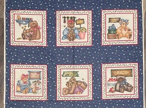 Vintage Dianna Marcum for Marcus Brothers Bears Cotton Fabric Panel 36" x 44" - Picture 1 of 2