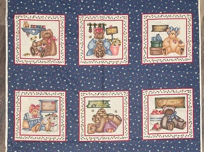 Vintage Dianna Marcum for Marcus Brothers Bears Cotton Fabric Panel 36" x 44" - Image 1 of 2