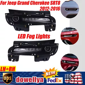Pair Fits 2012-2016 Jeep Grand Cherokee SRT8 LED DRL Daytime Running Fog Lights - Foto 1 di 20