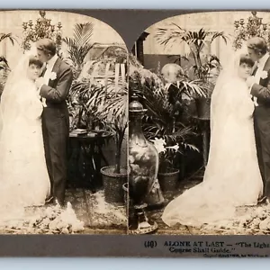 1903 Alone At Last Newlywed Wedding Marriage Love Stereoview Real Photo V32 - Picture 1 of 4
