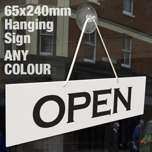OPEN & CLOSED 3MM RIGID HANGING SIGN, SHOP WINDOW DOOR - ANY COLOUR - Picture 1 of 9