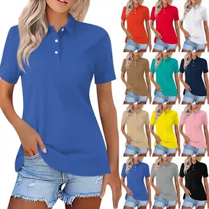 Women's Golf Polo Shirts UPF 50+ Quick Dry Ladies Tenni Shirts Short Sleeve - Picture 1 of 48