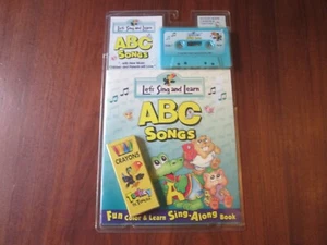 Vintage 90s Let’s Sing and Learn ABC SONGS Cassette Fun Color Book Crayons NOS - Bild 1 von 3