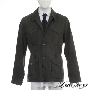 #1 MENSWEAR LNWOT Valstar Jungle Green Linen Mix Cinchwaist Field Jacket Coat 54 - Picture 1 of 6