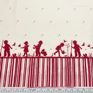 Daisy Kingdom Sweet Silhouettes Positive Border Cotton Blend Remnant 27" x 45" - Picture 1 of 3