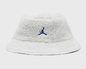Jordan Flight Fischerhut Erwachsene groß weiß blau wendbar Fleece Sherpa Hip Hop - Bild 1 von 10