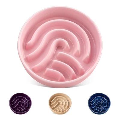 Slow Feeder Dog Bowl, 0.6 Cup Ceramic Slow Feeding Food Dish for Small Breed,... - Image 1 of 4