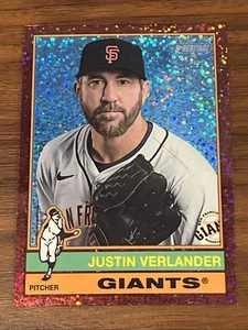 2025 Topps Heritage - Justin Verlander #317 Chrome Pink Sparkle Refractor - Picture 1 of 2