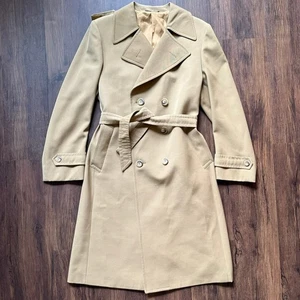 Facis by GFT Italy 100% Wolle Camel Zweireiher Trenchcoat 52EU - Bild 1 von 9