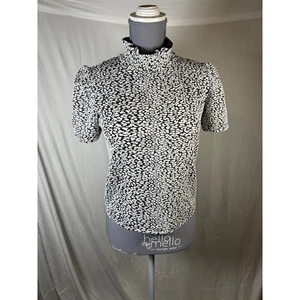 Camicia blusa Zara M collo alto leopardata stampa animalier mob moglie elasticizzata manica a sbuffo - Foto 1 di 5