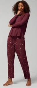 SOMA Damen Pyjama Set Cool Nights 2-teilig Hose und Oberteil Burgunder Loungewear XL - Bild 1 von 9