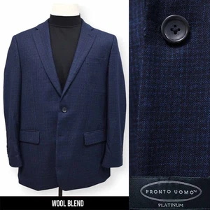 PRONTO UOMO PLATINUM mens blue black pattern sport coat suit jacket blazer 42 R - Picture 1 of 17