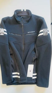 New Spyder fleece Size Large Black with white trim men's full zip up jacket - Picture 1 of 5