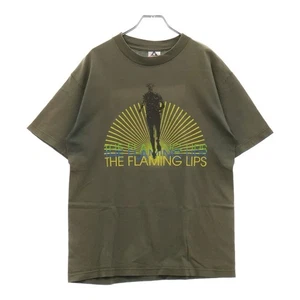 VINTAGE 90s THE FLAMING LIPS Front Print T-Shirt Short Sleeve Khaki - Picture 1 of 9
