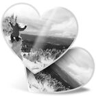 2 x Heart Stickers 15 cm - BW - Snowboard Jump Mountains Snow #35217